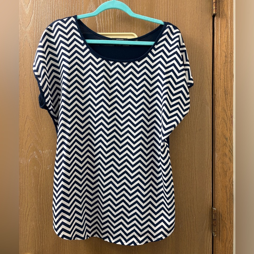 Navy Blue/White Chevron Shirt